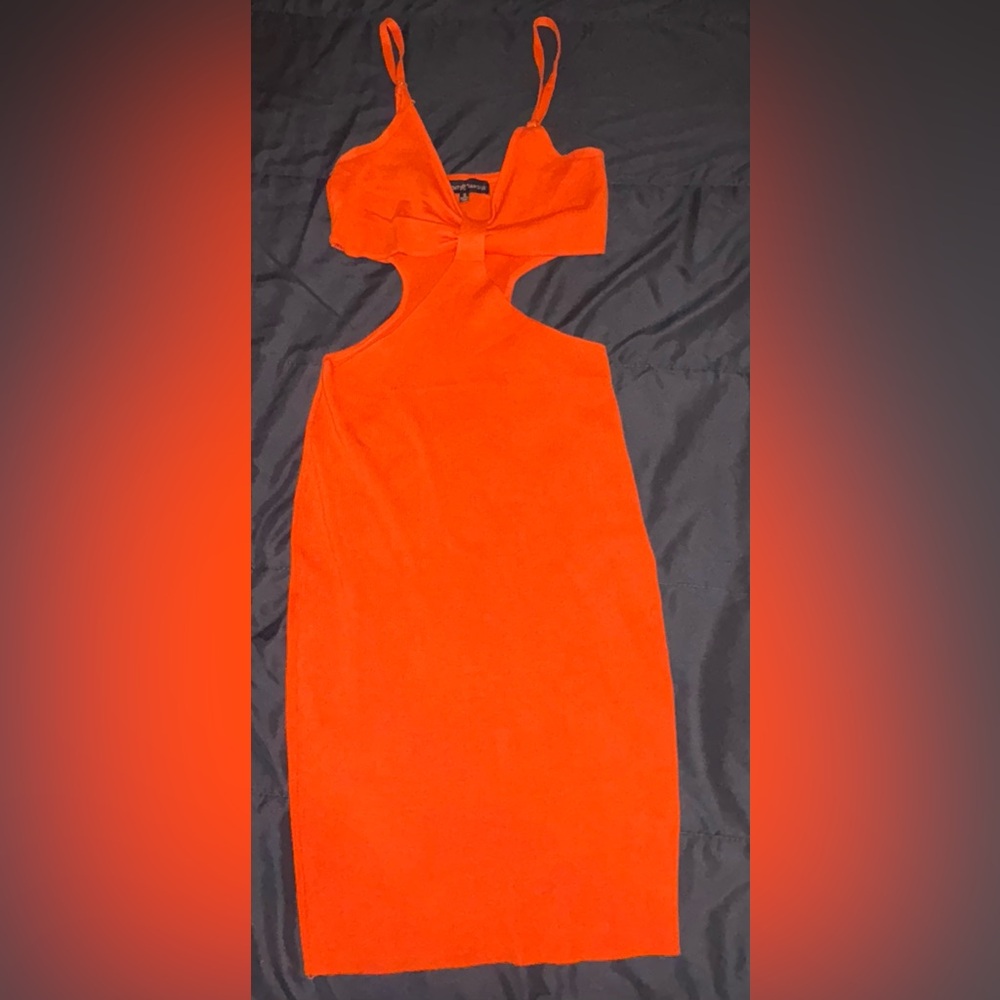 Almost Famous Orange Bodycon Cocktail Dress